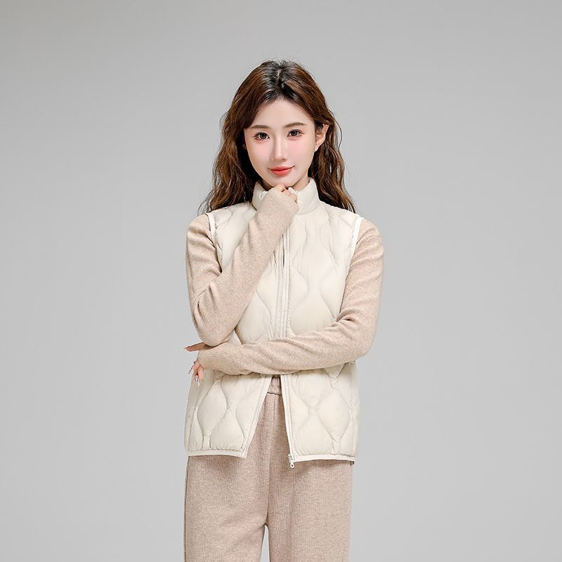 Chaqueta de plumón casual ligera de mujer moda polifacética blanca ligera caliente invierno y otoño abrigo delgado grande