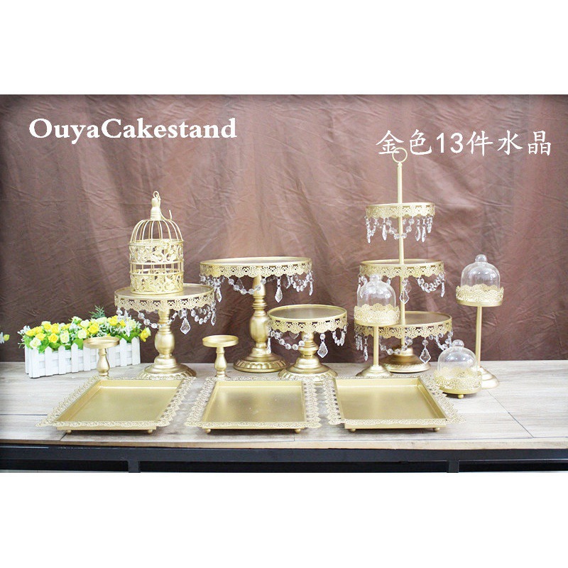 Decoración de mesa de postres de boda de oro, estante de pastel europeo, propósitos de boda, bandeja de pastel de encaje, estante de refrigerio de hierro forjado, 12 juegos image 14