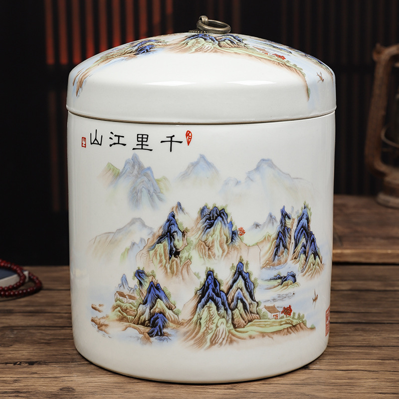 陶磁器の米のかめの家庭用の蓋付きの斤の米の桶の密封の缶の米の箱の斤の小麦粉の桶の防虫|undefined