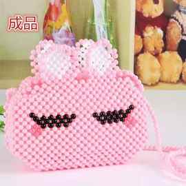 手工串珠眯眼兔儿童包包成品单肩斜挎包女编织工艺品卡通景点货源