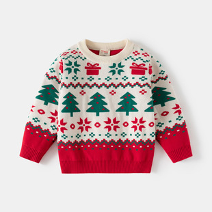 Pick the Size and Get Kidsren's Clothing Christmas Knitwears Wholesale 2025 Autumn and Winter New Baby Double-Layer Cotton Thread Warm Knitwears