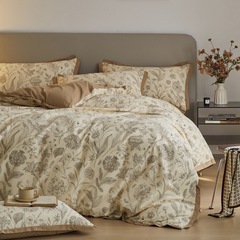 Spring and summer American-style 80-count cotton long-staple cotton four-piece set pure cotton brushed thickened 100 cotton warm quilt cover 1.8m bed