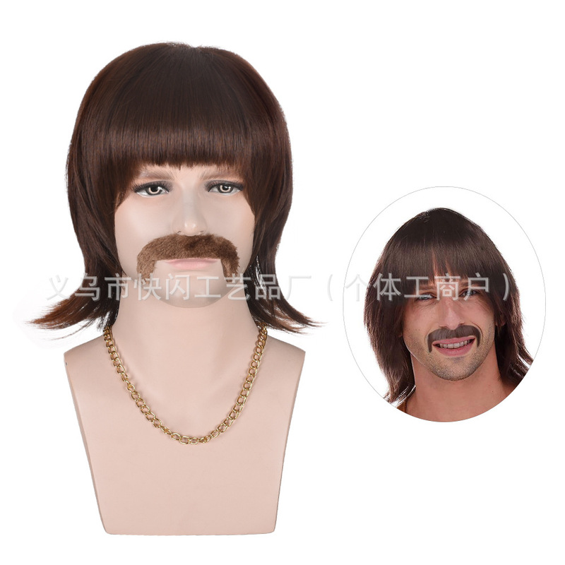 Rock Punk Wig Classical Short Skew Edge Straight Bangs Wig COS Wig Disco Wig