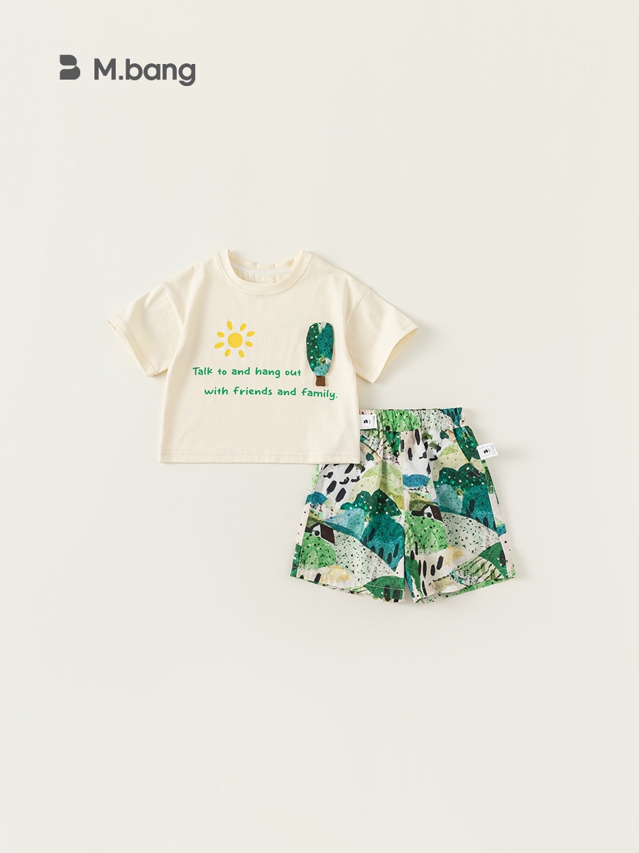 Ropa infantil Youbao, camiseta informal para niños, pantalones cortos de playa, estilo vacaciones de verano, traje infantil de dos piezas, moderno XT84045