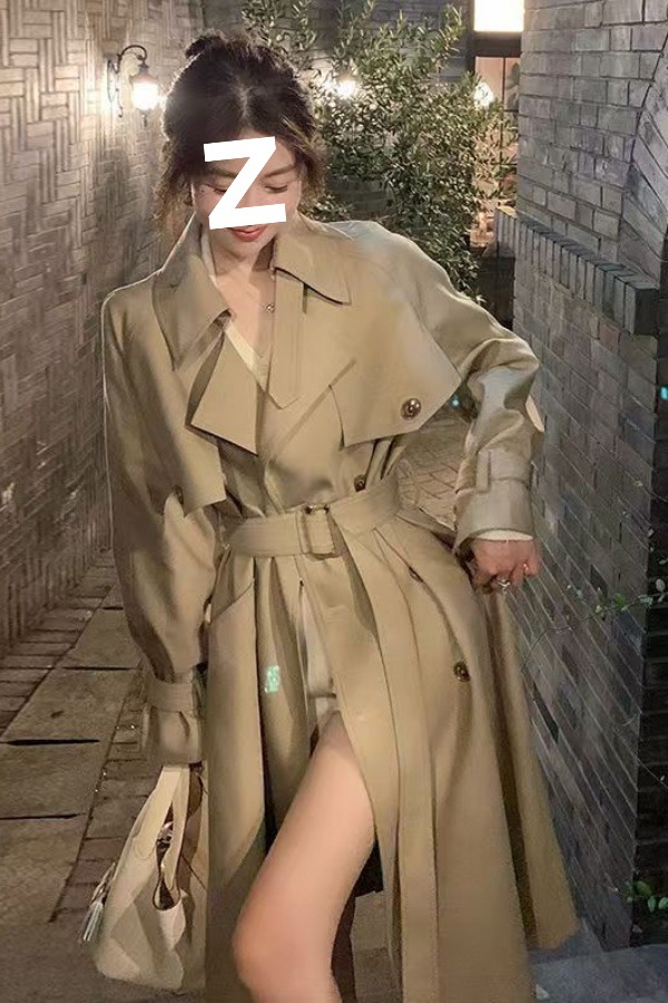 超好看韩版大衣感韩系中长款风衣外套小个子显高英伦休闲女跨境