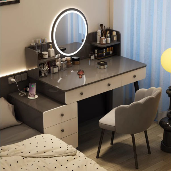 2026 nuevo estilo de camerino dormitorio moderno simple mesa de maquillaje ligera de lujo alta sensación de pequeño escritorio de la casa cabina trasera