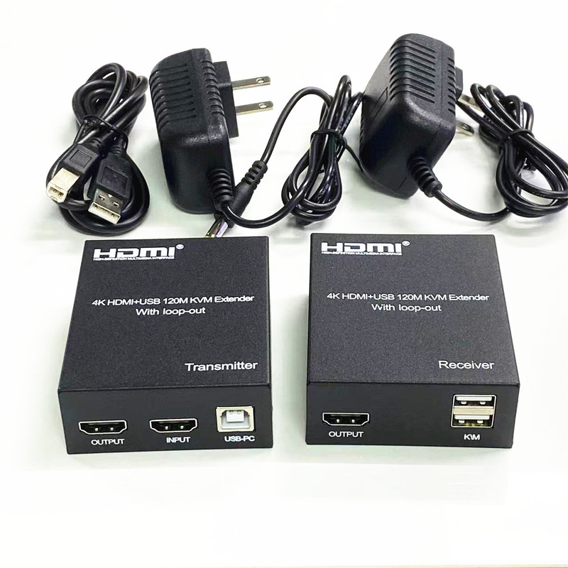 Cross-border KVM HDMI extender 60M 150m network cable RJ45 to HD 120 m 200M ring out 4K30