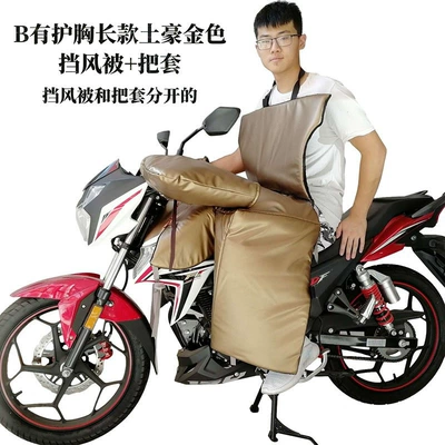 Extended Chest Protector, Leg Protector, Motorcycle front windshield - b-has-a-long-chest-protector-rich-golden-windshield-quilt-handle-cover