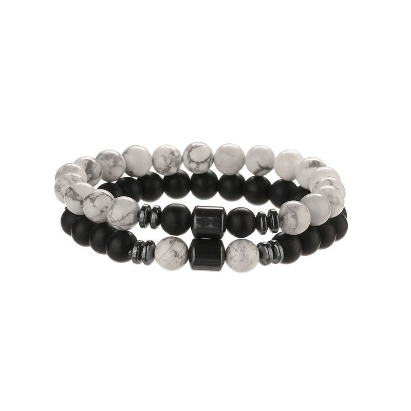 Pulsera de piedra natural de 8mm de venta caliente transfronteriza europea y americana, turquesa blanca, ojo de tigre amarillo, juego de piedra volcánica, pulsera con cuentas al por mayor