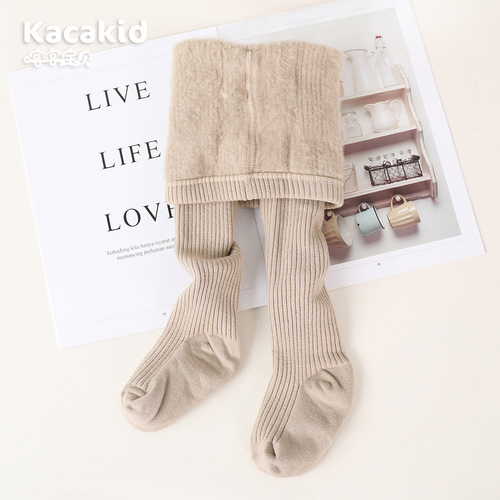 Plush pantyhose winter warm brushed pants wholesale children's thickened girls' leggings baby socks class a women