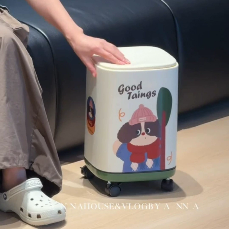 Мусорный бак допамина, новая модель 2025 года, с пресс-крышкой на колесиках для гостиной, спальни и ванной комнаты, утолщенный корпус бочки, устойчивый к падению и долговечный.