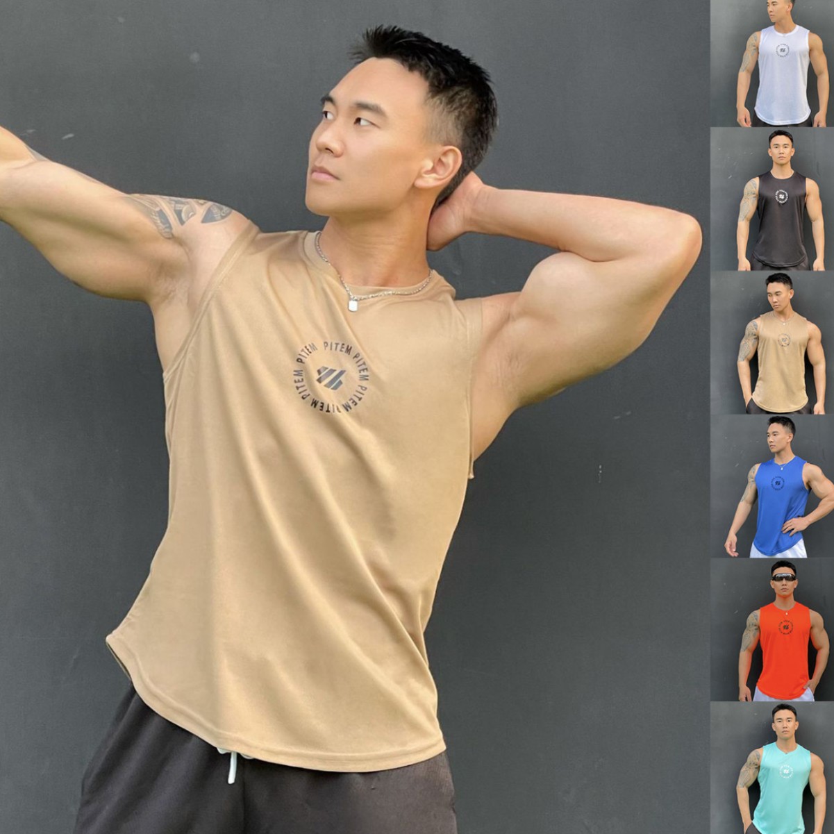 Muscle Men's Fitness brothers summer fitness vest outdoor sports exercise slim fit breathable one-piece delivery