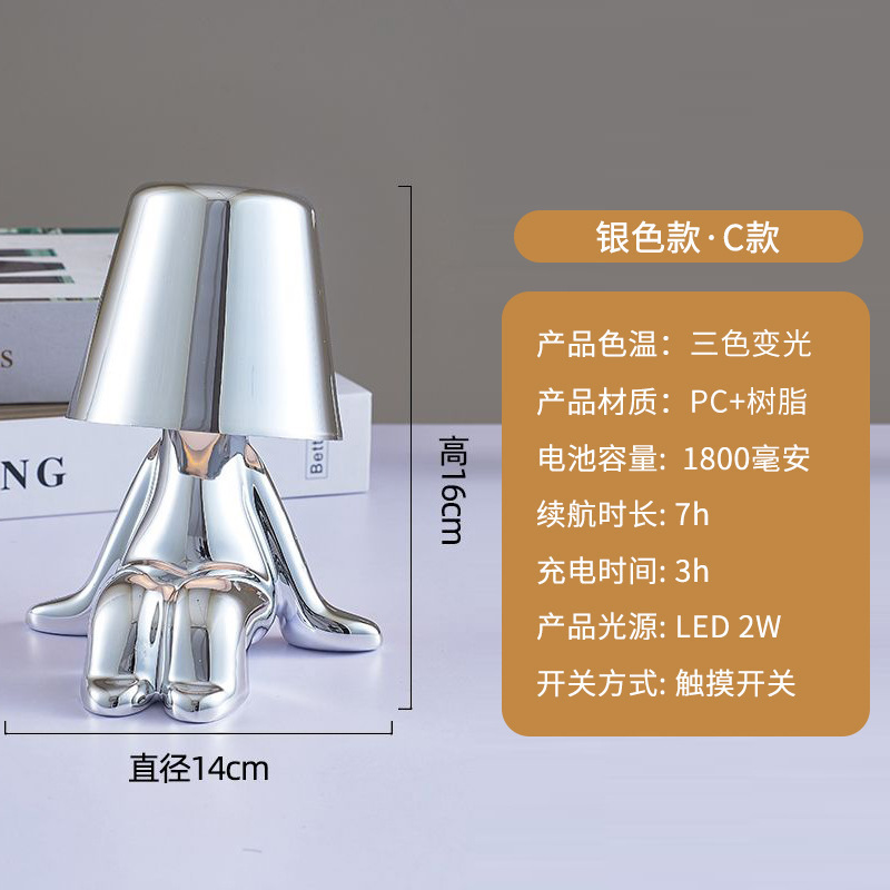 国境を越えた小金人電気スタンド装飾テーブルライトレストランカフェの家庭装飾雰囲気ランプ思考者の小夜灯|undefined