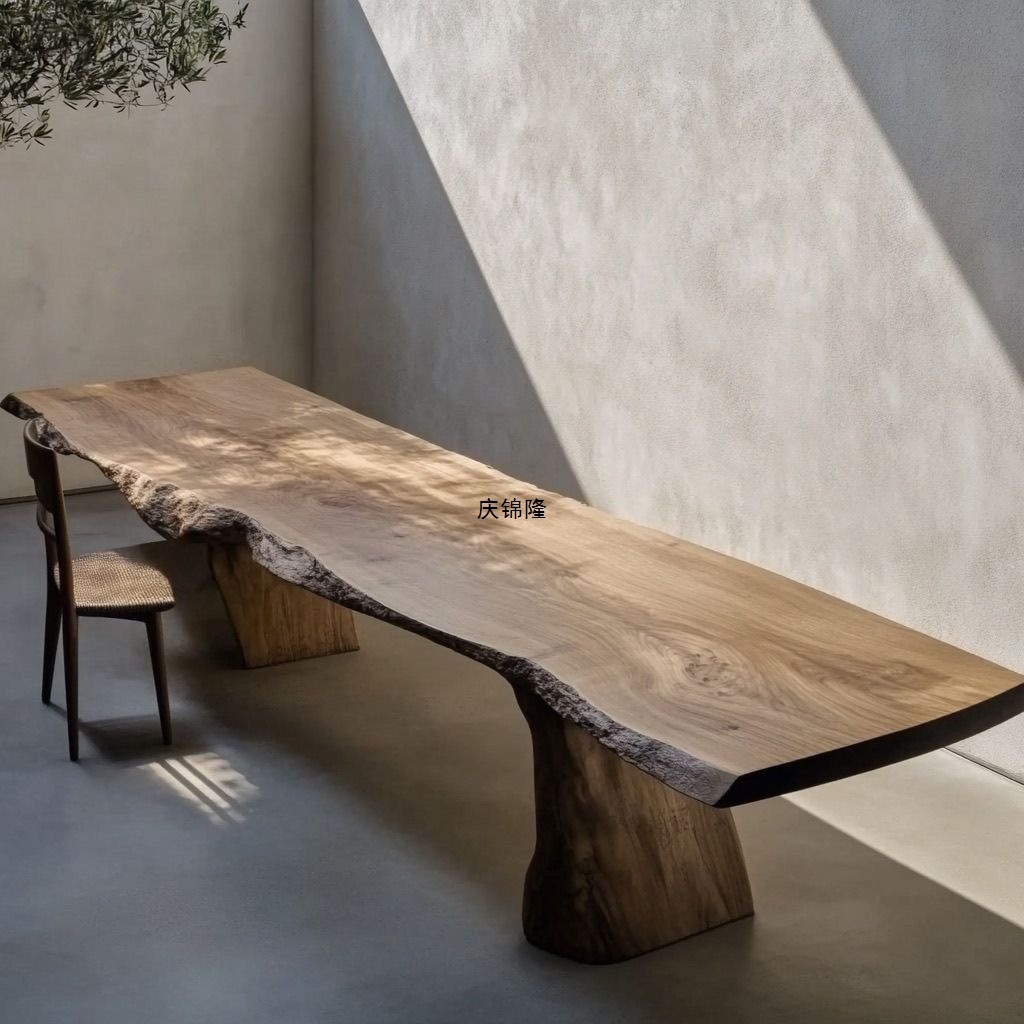 Wabi-Sabi Style Classical Log Tea Table Retro Old Natural Surface Decorative Display Long Table B&B Solid Wood Dining Table Tea Table