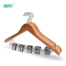 实木衣架带夹子酒店服装店木衣架加粗款防滑衣撑收纳木质套装衣架