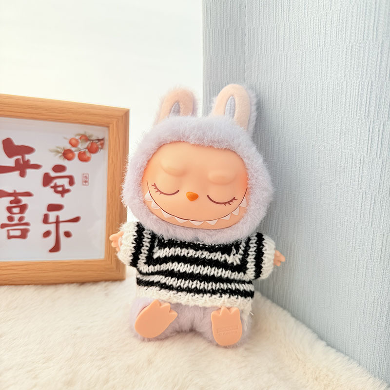 Solo ropa] Llavero de primera y segunda generación Labubu colgante de ropa Rabubu ropa de bebé suéter de punto traje de sombrero