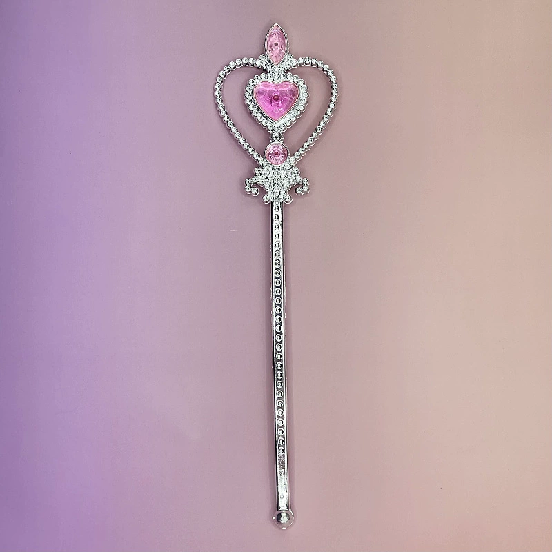 Готовый запас производителя, оптовая продажа, детская ледяная и снежная принцесса, гальваническое пластиковое персиковое сердце, алмазная волшебная палочка, алмазная фея, палочка-сcepter