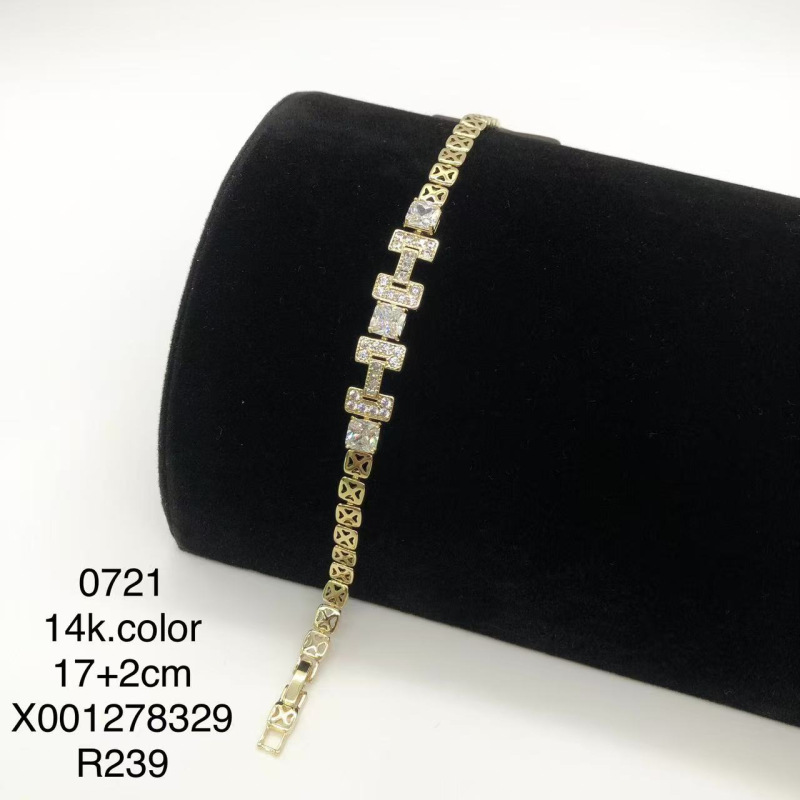 Pulsera Geométrica 14K para Mujer de Aleación de Cobre con Pedrería image 7