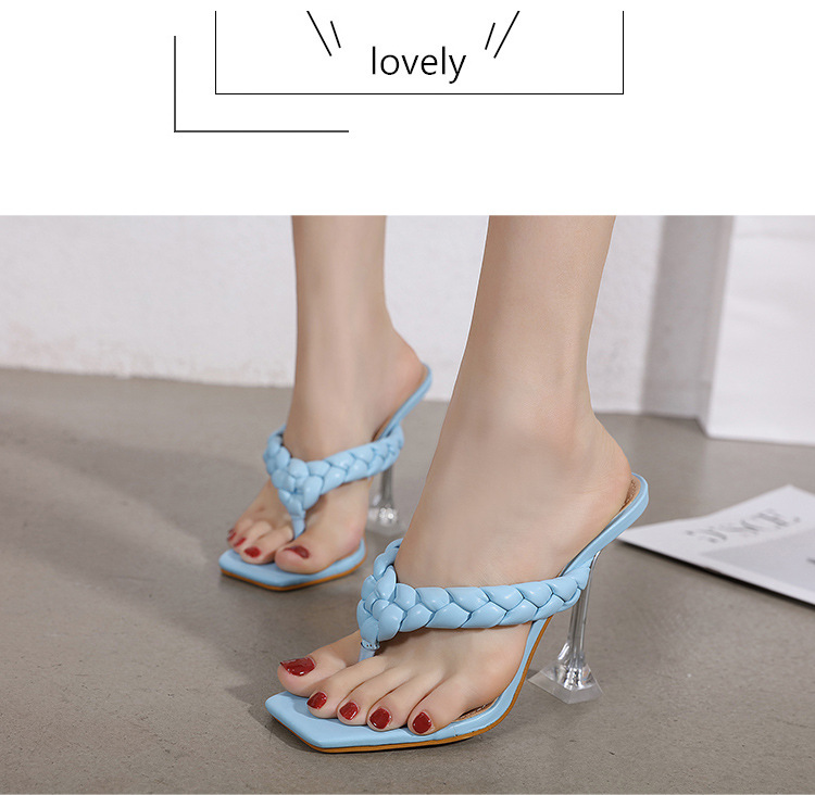 Woven strap high heeled thong sandals NSSO44723