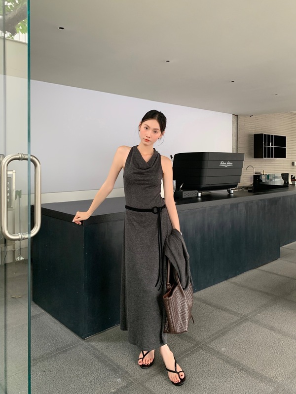 回归松弛感25秋装套装高级连衣裙+开衫 法式极简宽松慵懒风两件套|undefined