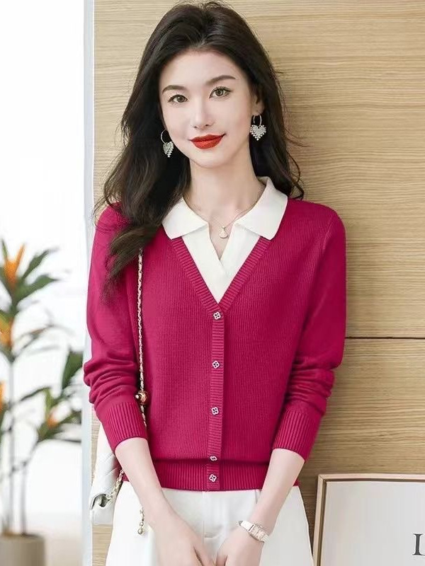 假两件毛衣女2025秋季新款时尚针织衫洋气百搭上衣外穿上衣女套头|undefined