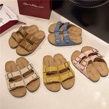 跨境厚底复古勃肯鞋女夏季外穿2025新款半拖鞋一字带博肯凉拖鞋
