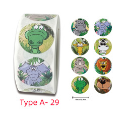 亞馬遜卷裝動物貼紙不乾膠標籤動物造型牆貼兒童玩具貼紙