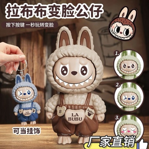 Cross-border Lulu Face-changing Figure Keychain Trendy Collectible Gift Creative Ornament for Men and Women, In Stock