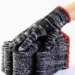 Ten-Pin Black and White Cotton Yarn Construction Site Factory Anti-Slip Construction Protective Dirty-Resistant Gloves Work Wear-Resistant Labor Protection