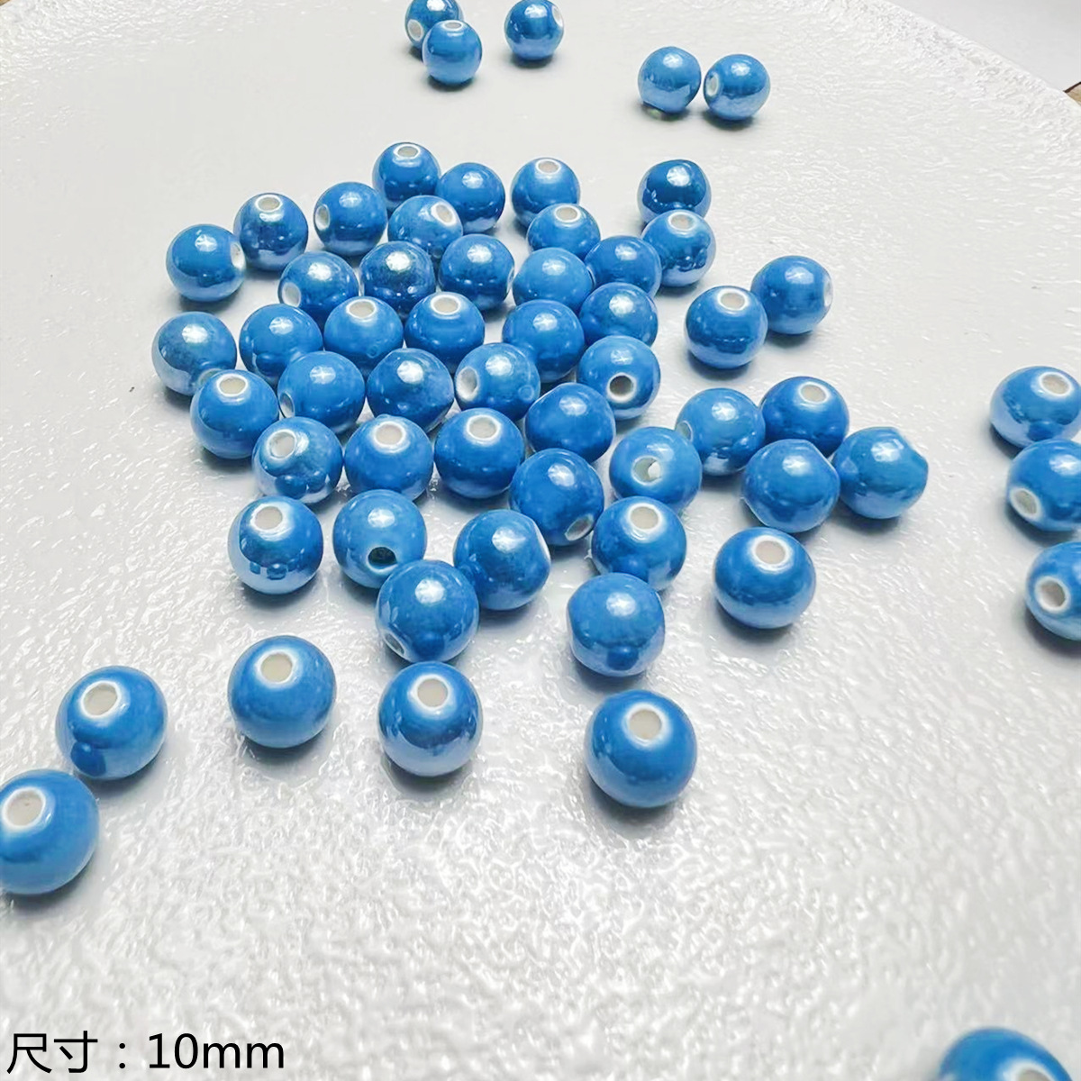 Cuentas de cerámica azul estilo japonés fresco lindo cuadrado cuentas redondas DIY joyería hecha a mano accesorios pulsera material