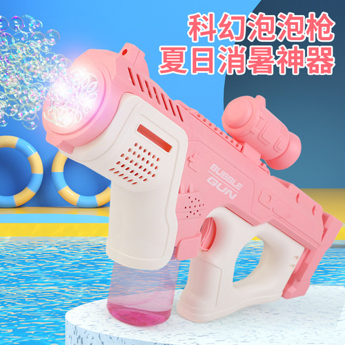 New product Summer travel electric 10-hole handheld bubble gun for boys and girls with cool light and music