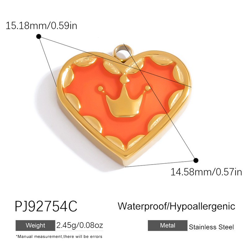 跨境不锈钢饰品配件复古油画风滴油爱心立体花朵星星diy项链吊坠|undefined