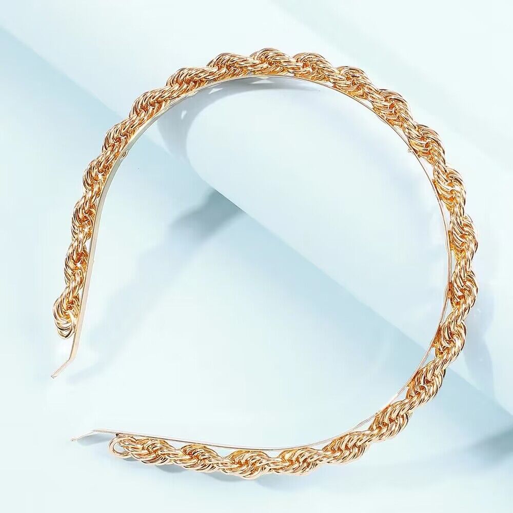 European and American trend new high quality twist chain metal hair band official website with fashion twist chain hair band hair accessories