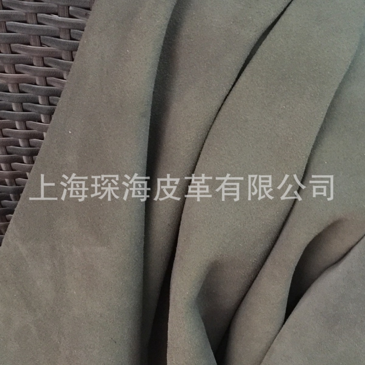 二层牛绒 皮革皮料 面料 皮革 反绒皮 军绿色