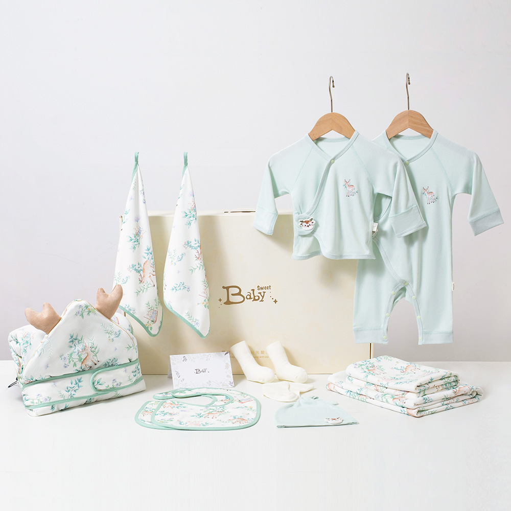 Newborn baby clothing set gift box, spring and autumn style, Class A high-end gift, full moon baby maternity bag, newborn supplies