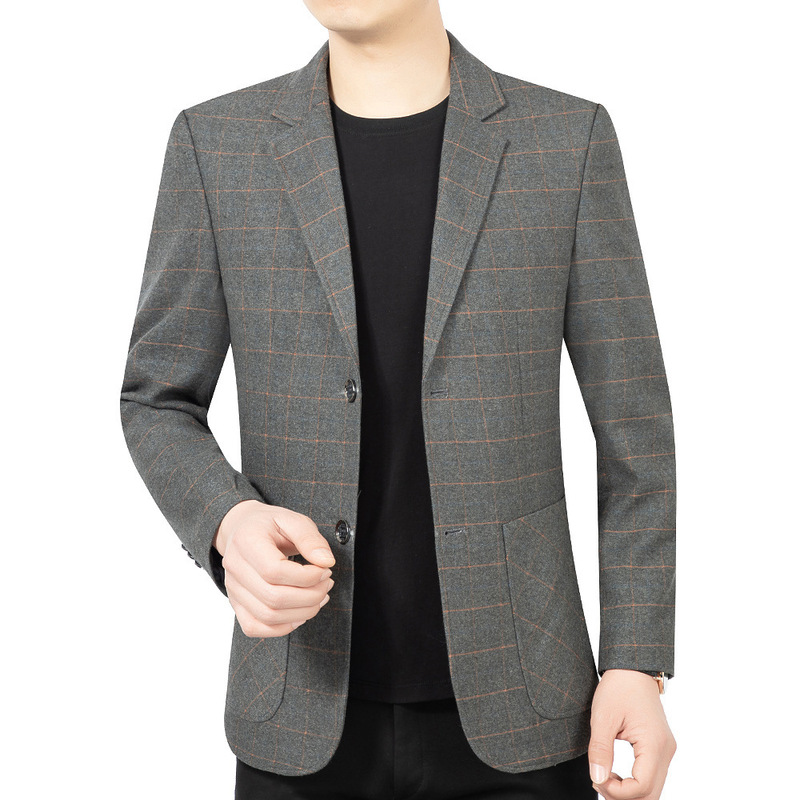 Spring and Summer Thin Casual Suit Jacket Men's Spring Middle-Aged Single West Spring & Fall Suit High-End Top Slim Style