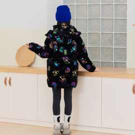 2025年新款免洗加绒加厚韩版女童女童连帽中大童羽绒棉服外套洋气