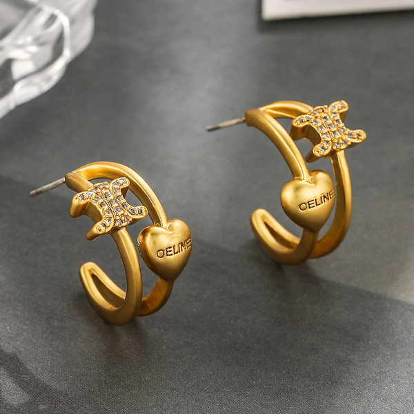 Retro matte fashionable sophisticated earrings with zircon