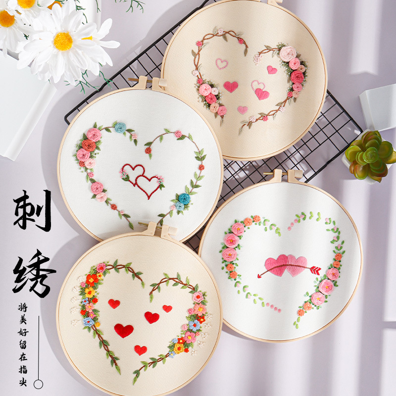 Original nuevo Kit de bordado de bricolaje de corazón a corazón amor Día de San Valentín bordado hecho a mano paquete de material