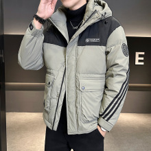 直播爆款工装户外休闲运动保暖羽绒服男跨境潮牌加厚连帽外套男装