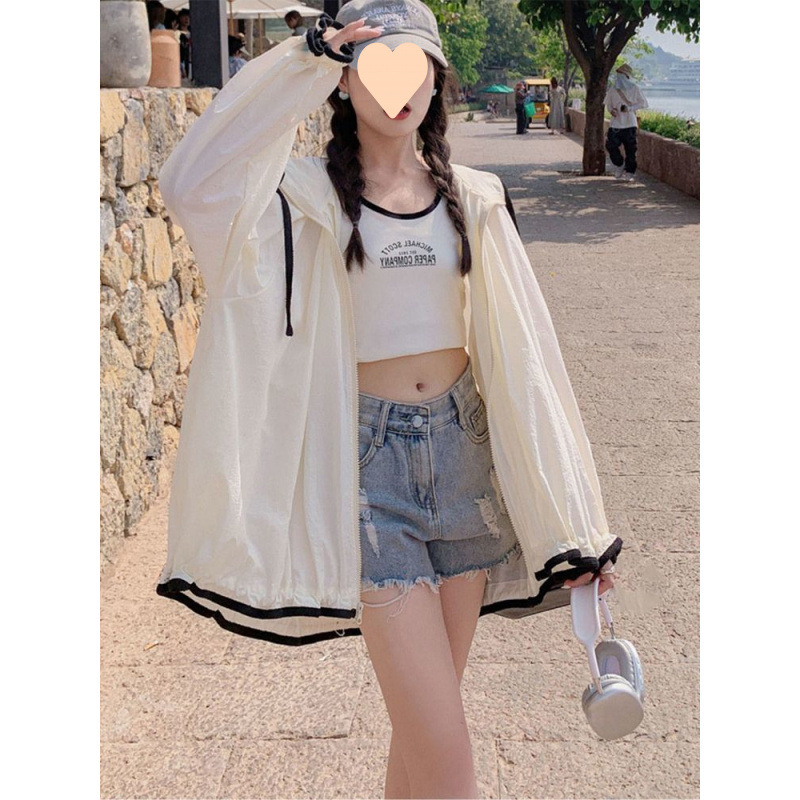 晒衣服女夏装2025新款学生宽松百搭透气薄款开衫户外晒服外套