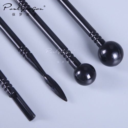 Cross-border 4-piece sugar craft polymer lightweight air-dry clay modeling tool black rod texture carving pen tool