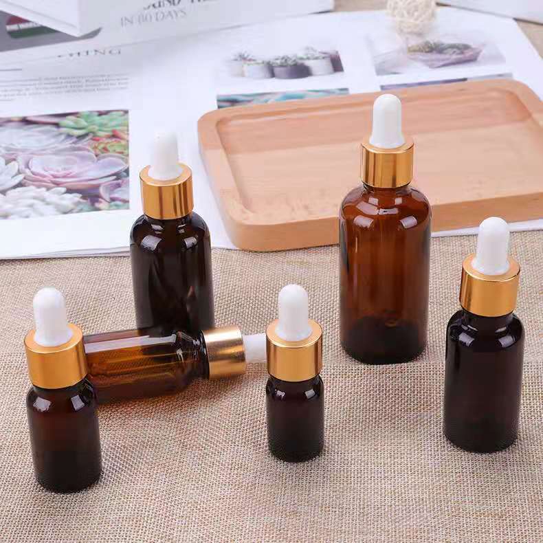 现货5ml10ml30ml茶色玻璃精油瓶滴管原液调配瓶化妆品分装瓶裸瓶