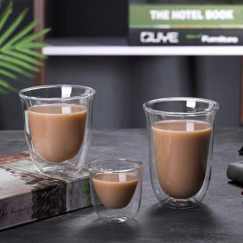 Fabricante de tazas de doble vidrio aislante simple taza de café de leche casera taza de agua transparente cálida