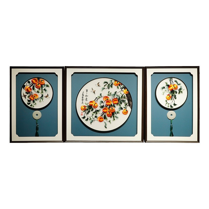 수 자수 거실 자수 트리플 장식 그림 새로운 중국 스타일 거실 수 자수 장식 그림 3 차원 자수 교수형 그림