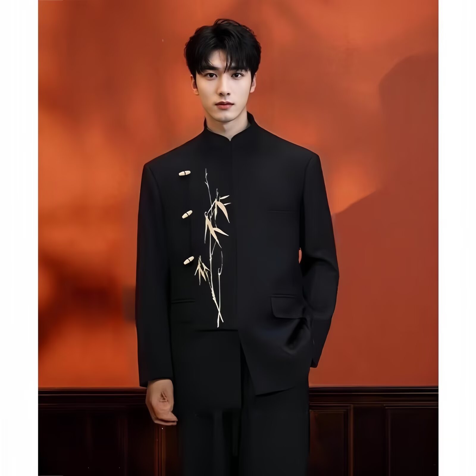 ZS11 슈트 [차이니즈 튜닉 + 롱팬츠] - 블랙