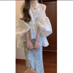 錦倩優しい仙気超顕痩せ禅意セット新中国式ゆるいカーディガン上着女性ブルースカート2点セット