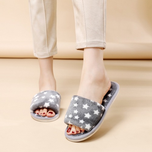 Fairy Wind Five-Star Fluffy Slippers for Women, Outdoor Wear  Autumn New Plush Air-Conditioned Room Lazy One-Sided Cotton Slippers