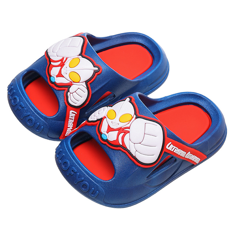 Zapatillas de baño para niños Ultraman de verano para niños antideslizantes de interior para niños Anticolisión de fondo suave con punta cerrada para niños