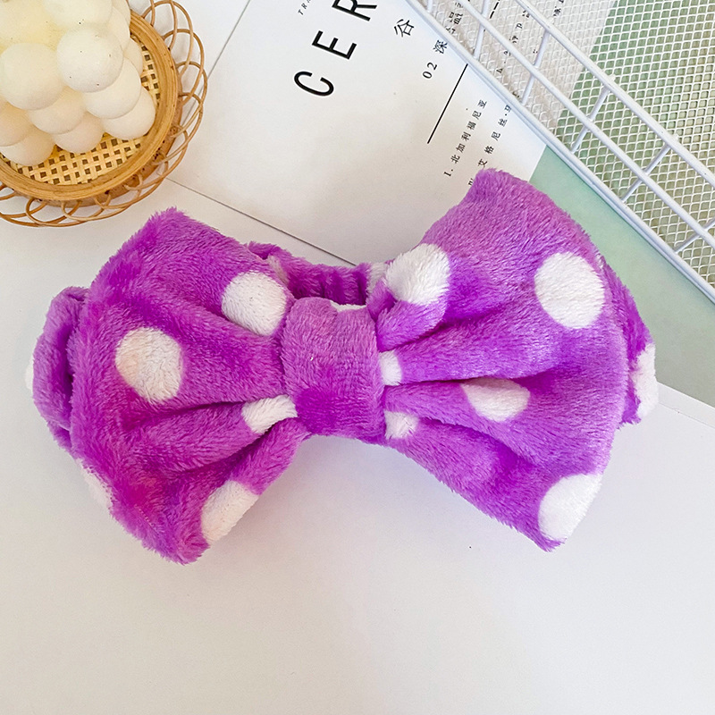 Amazon nuevo estilo bolsa de oreja de terciopelo coral banda de pelo femenino lavado de la cara belleza banda de pelo europeo y americano de gran tamaño arco accesorios para el cabello